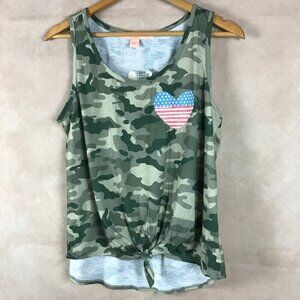 Rebellious One Juniors American Flag Heart Camo Tank Top NWT XL